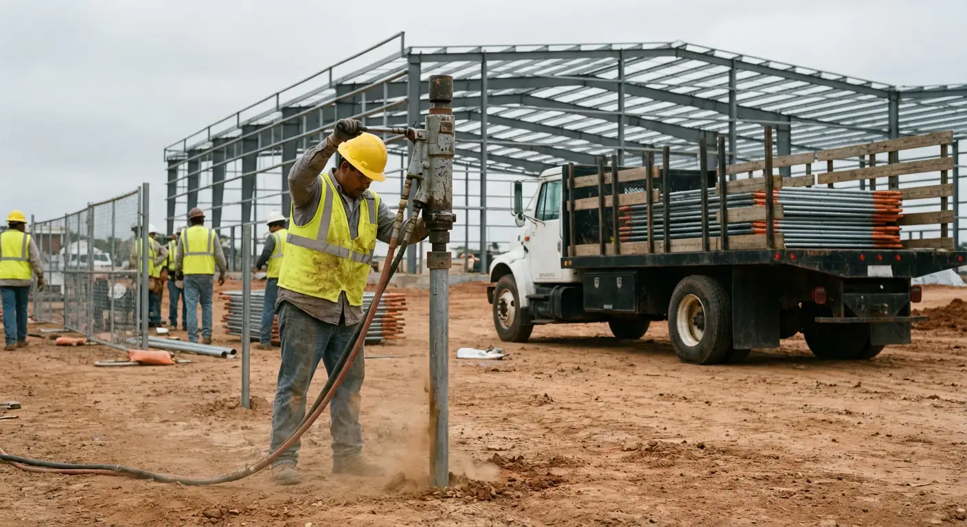 Industrial fencing installation site in Smyrna, TN