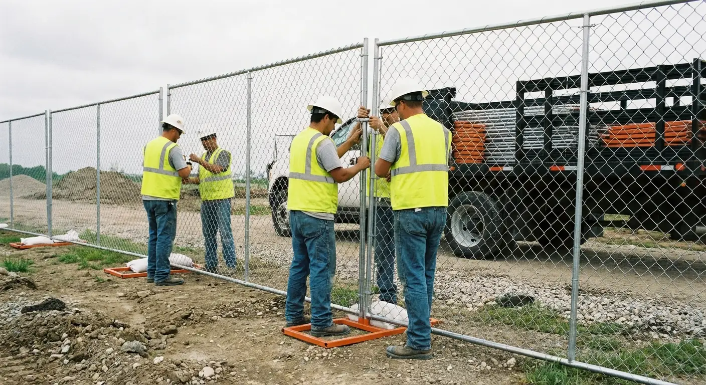 Rutherford Rent-A-Fence team installing temporary fencing in Smyrna, TN
