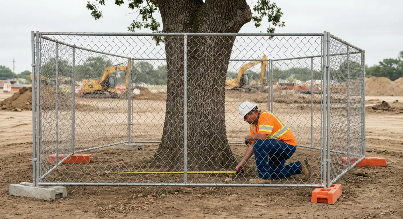 Tree protection zone fencing installation in Smyrna, TN
