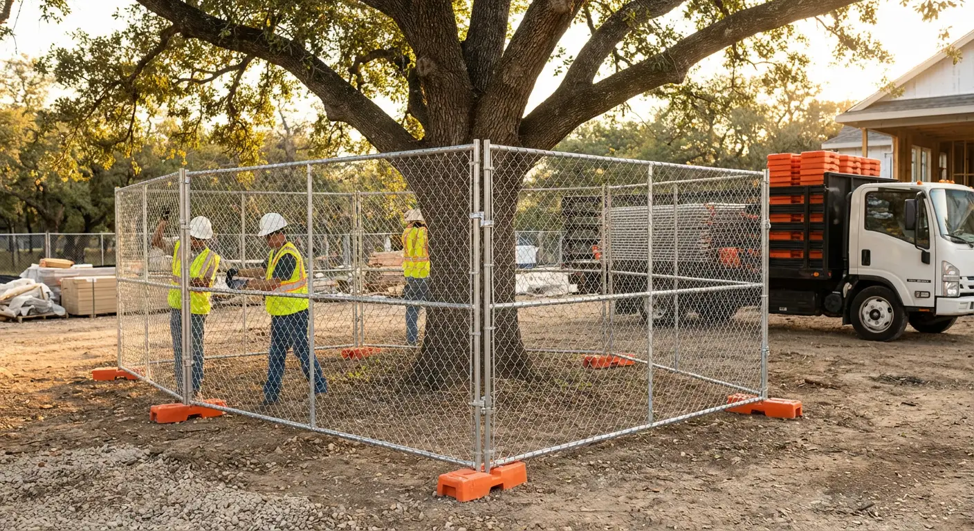 Tree protection zone fencing background in Smyrna, TN