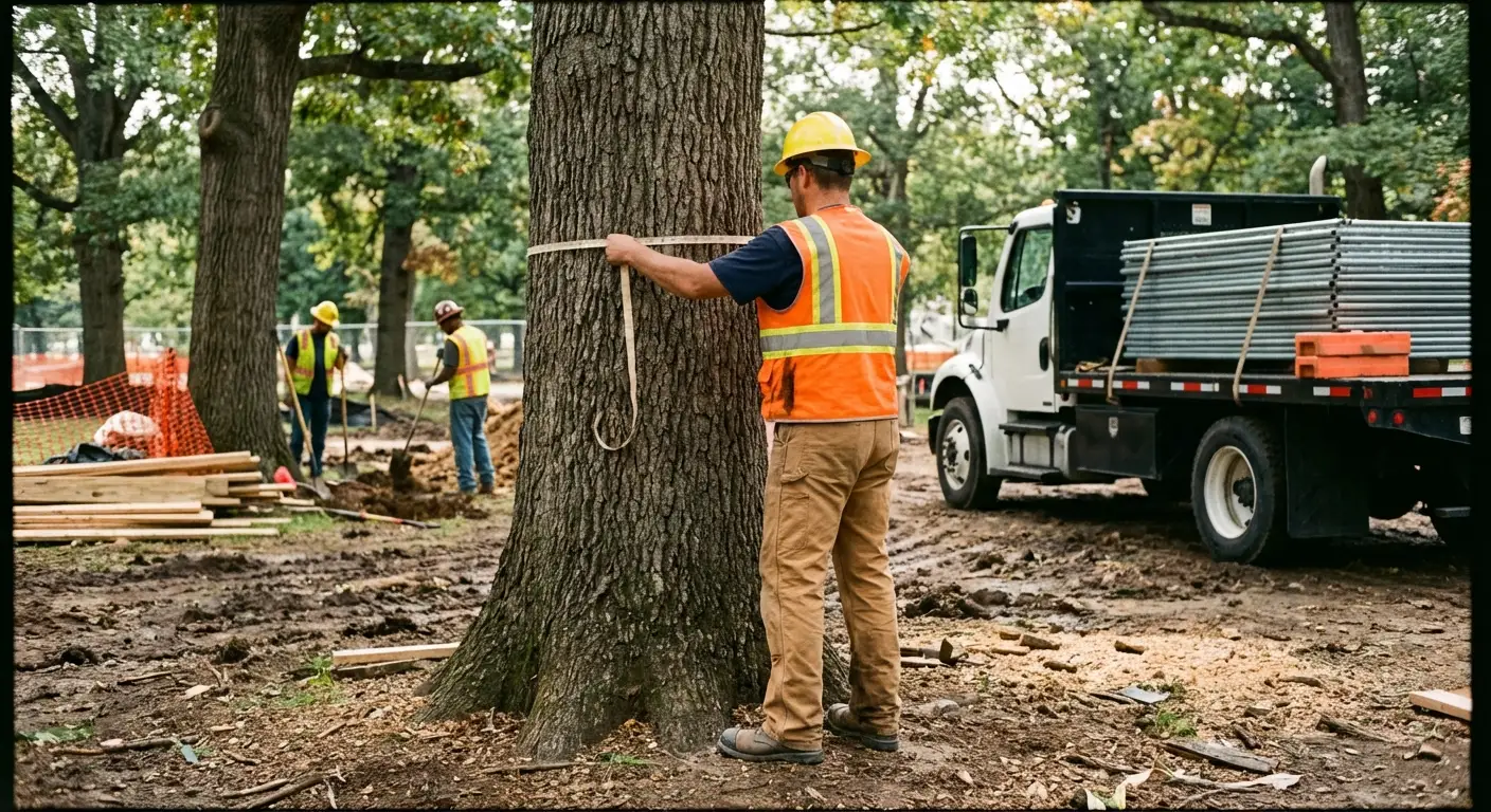Tree protection zone fencing installation in Smyrna, TN