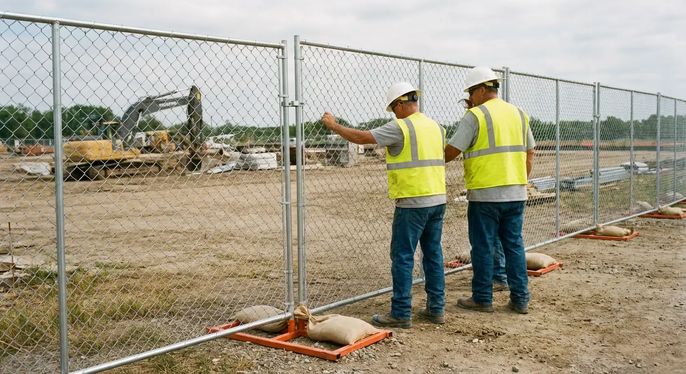 Construction site chain link panel installation in Smyrna, TN
