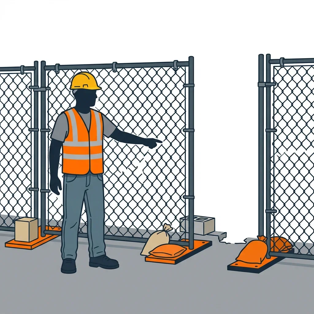 Diagram illustrating common construction site perimeter vulnerabilities in Smyrna, TN